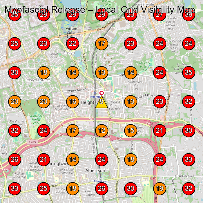 Myofascial Release GeoGrid visibility map for Massage Therapist in Williston Park
